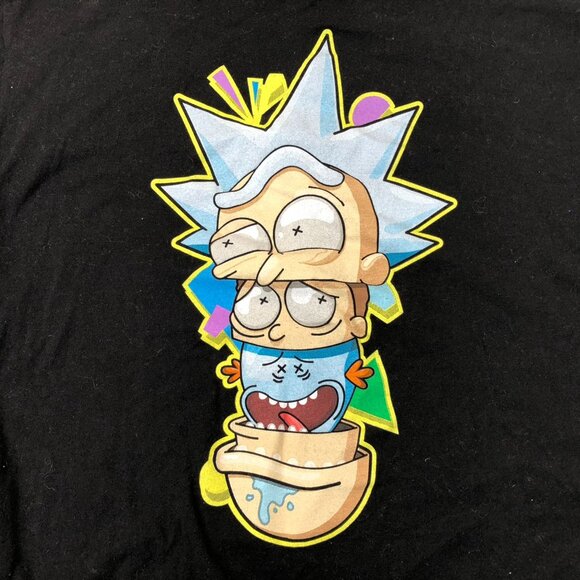 Rick And Morty Mens T-Shirt Size XL Black Crew Neck Graphic Tee Short Sleeve Y2K - Picture 6 of 8